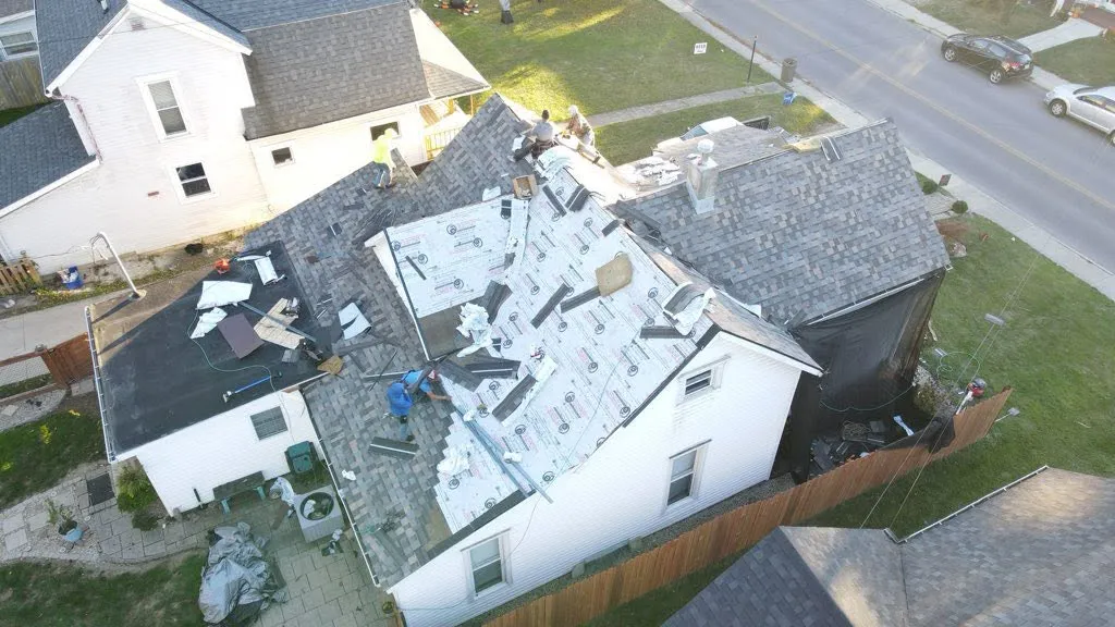 Roofing crew at work in Logan County, Ohio