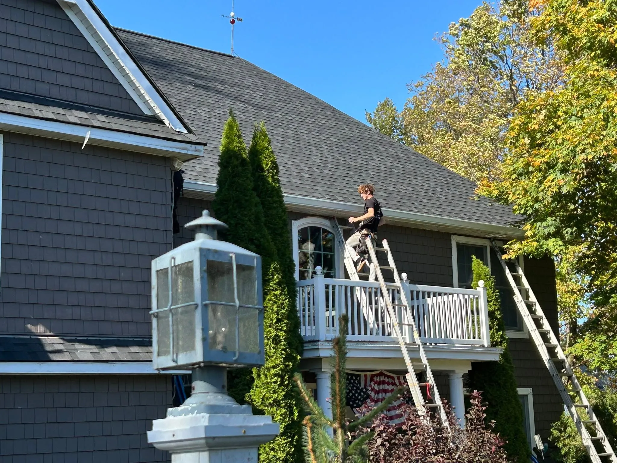 Roofing crew at work in Logan County, Ohio