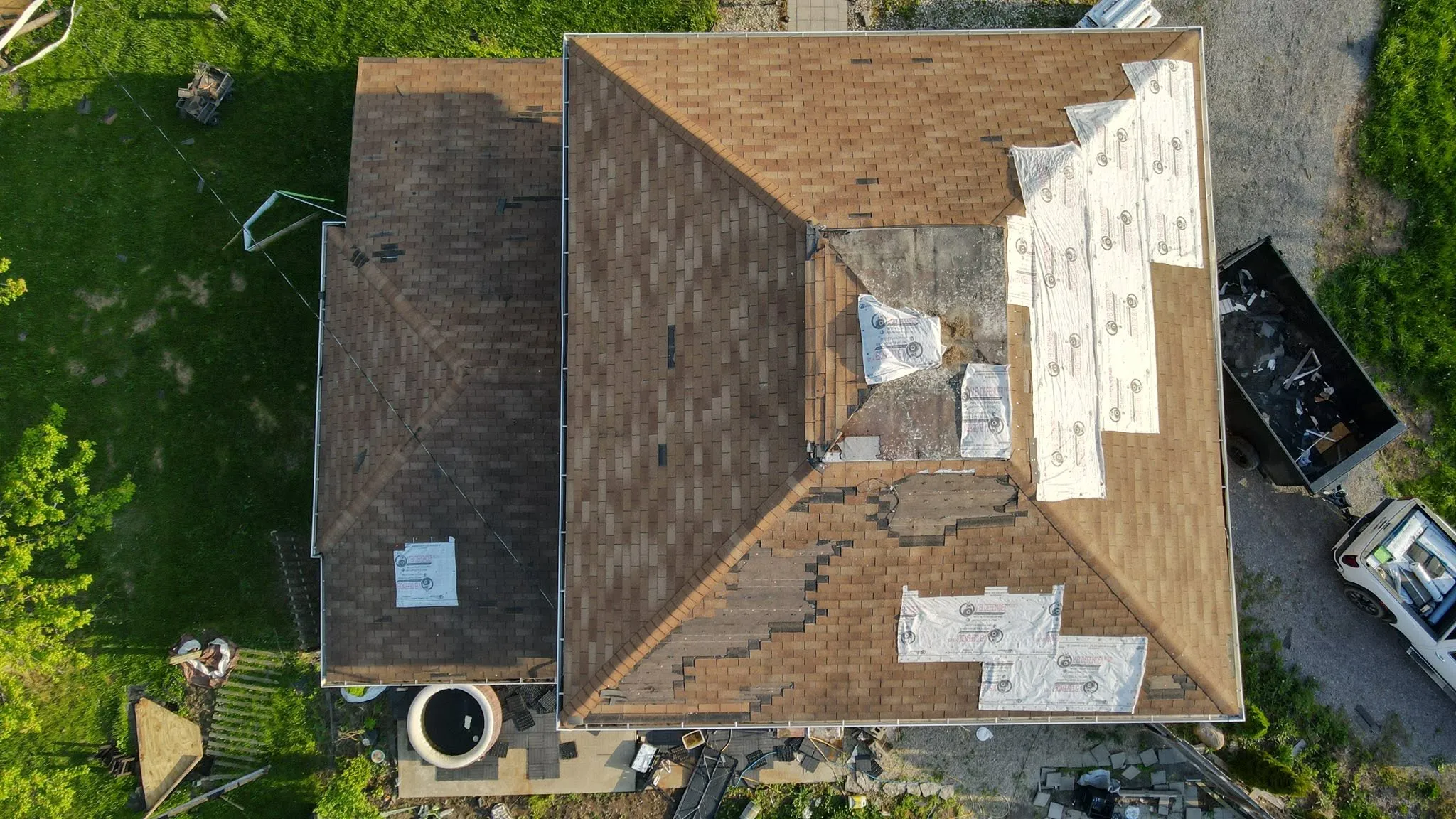 Roofing crew at work in Logan County, Ohio